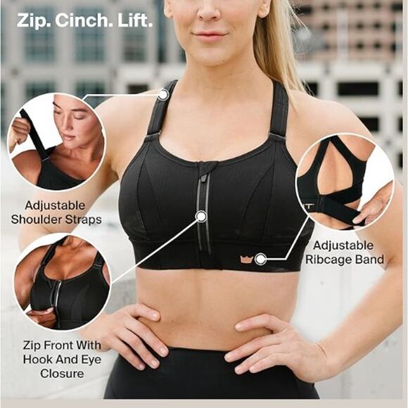 Shefit Ultimate Sports Bra, Adjustable, High Impact, 1 Luxe, Black - Picture 5 of 6